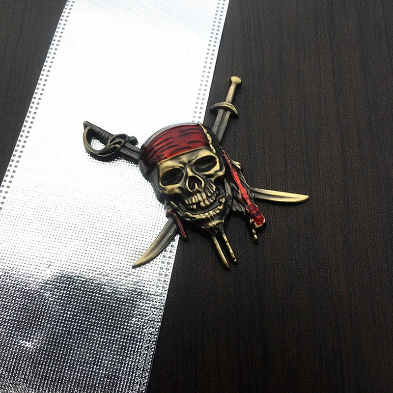3D Piraten Totenkopf Badge Gold Anwendung Fahrzeug