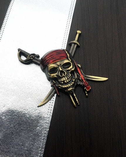 3D Piraten Totenkopf Badge Silber Anwendung Fahrzeug