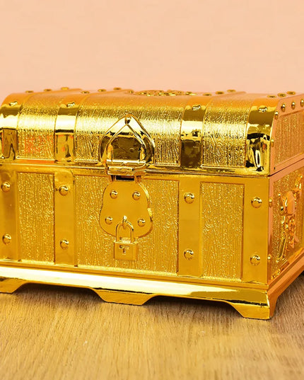 Goldene Piratentruhe Kunststoff komplett