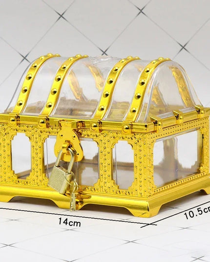 Piraten Schatzkiste transparent mit Goldrahmen Ornamente