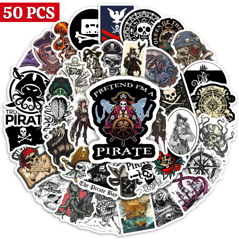 Piraten Sticker Totenkopf Kapitan Piratenflagge schwarz weiss