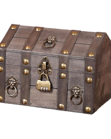 Piratentruhe Aufbewahrung Holz grau Zahlenschloss 24cm