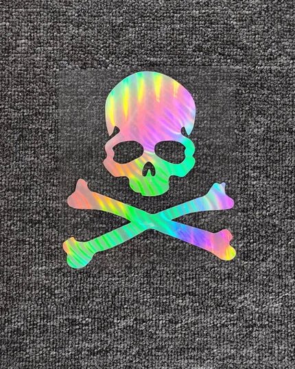 Totenkopf Aufkleber Glitzer reflektierend Regenbogenfarben