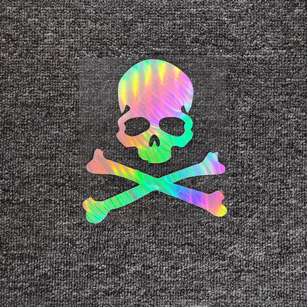 Totenkopf Aufkleber Glitzer reflektierend Regenbogenfarben