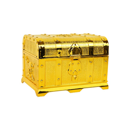 Schatzkiste Piraten Gold Kunststoff gross mit Schloss glaenzend
