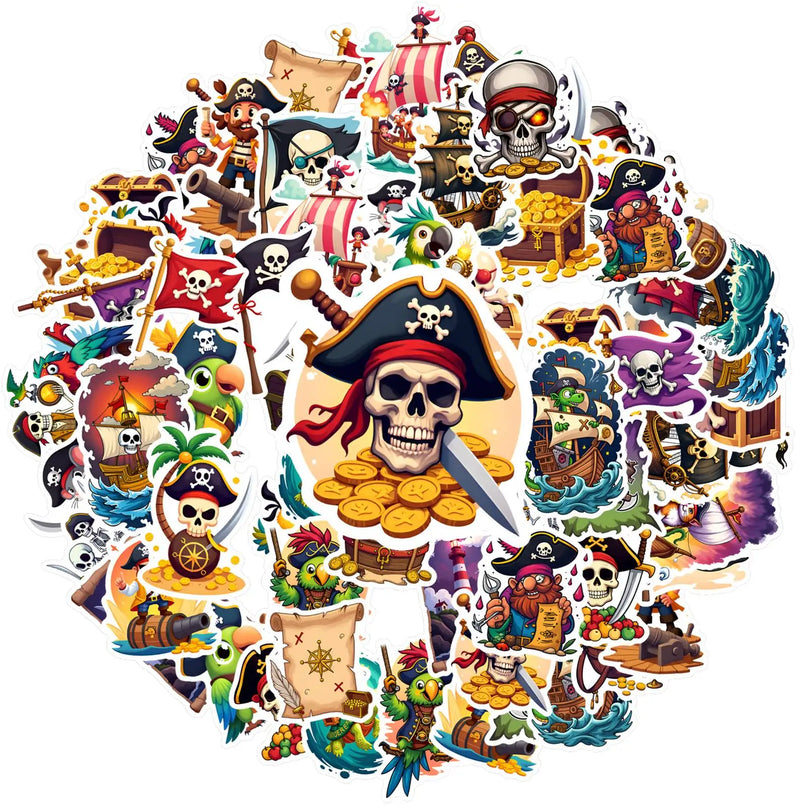 Piraten Aufkleber Geburtstag 35 Stueck Set Totenkopf Piratenhut