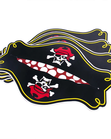 Kleiner Piratenhut Papier 5er Set mit Totenkopf und Bandana Motiv