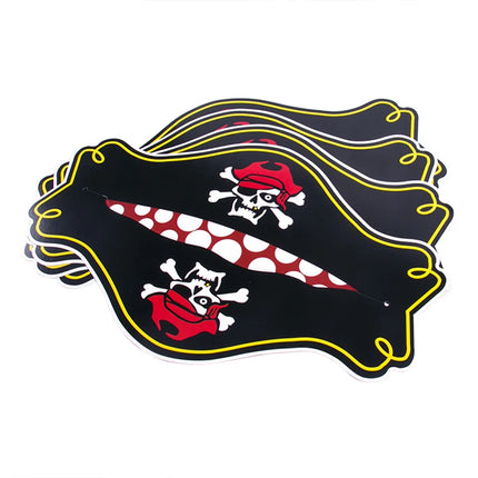 Kleiner Piratenhut Papier 5er Set mit Totenkopf und Bandana Motiv