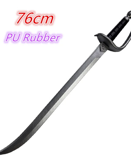 Piratensäbel Cosplay Erwachsene 76cm PU-Gummi, dunkelstahl-graue Klinge mit schwarzem Korbhandschutz