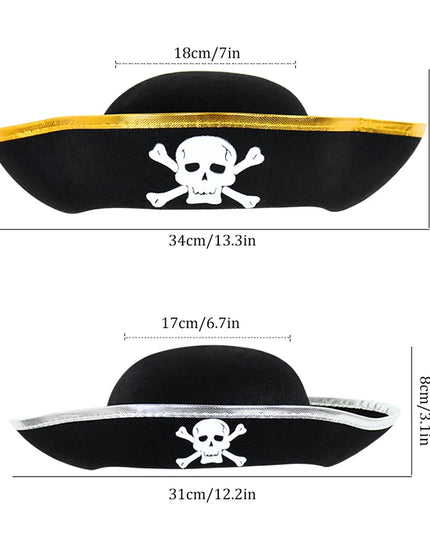 Piratenhut Kinder Totenkopf schwarz Filz Detailaufnahme Emblem