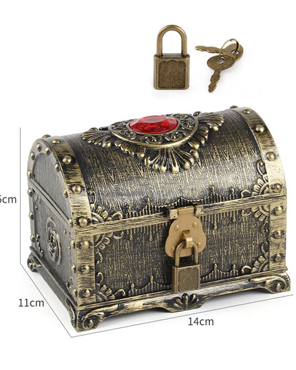 Piratentruhe Antik Bronze mit Schloss und Schluessel