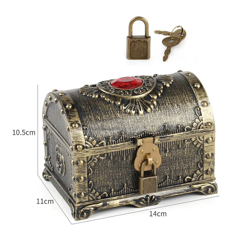 Piratentruhe Antik Bronze mit Schloss und Schluessel