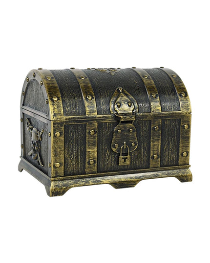 Piratentruhe Schwarz mit goldenen Akzenten Totenkopf