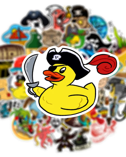 Bunte Piraten Sticker auf Laptop Koffer Anwendung