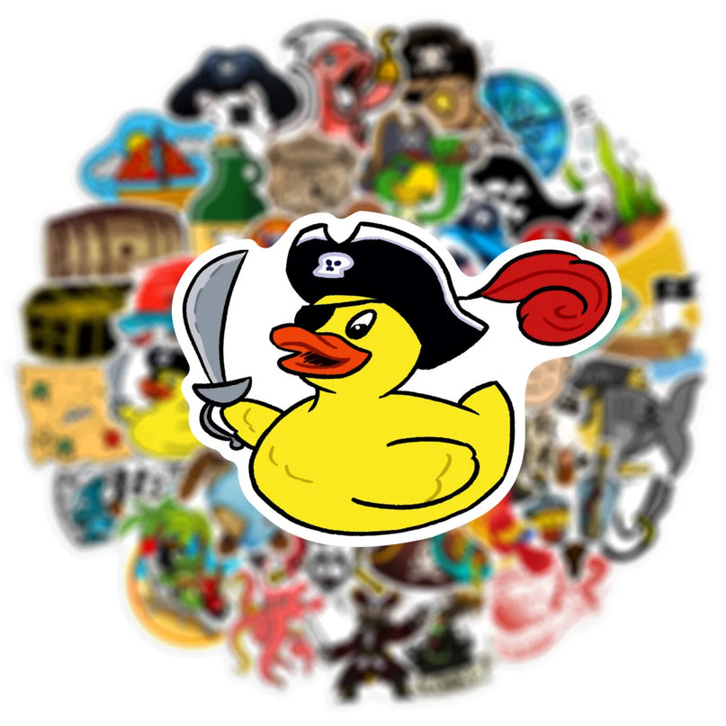 Bunte Piraten Sticker auf Laptop Koffer Anwendung