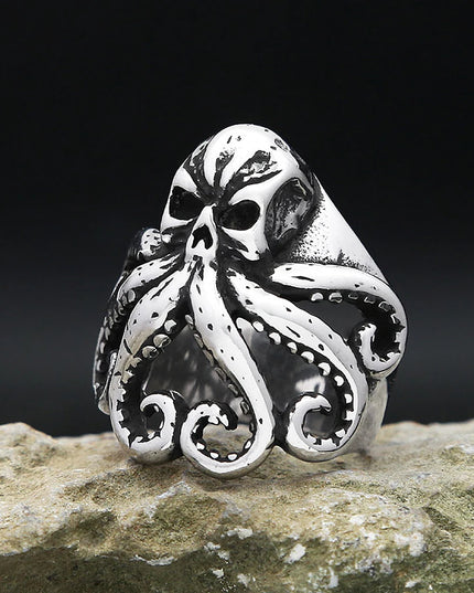 Totenkopf-Oktopus Ring im Piratenstil