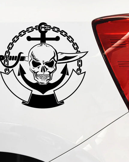 Lustiger Piraten Totenkopf Aufkleber auf Auto Anwendung