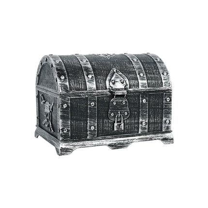 Piratentruhe Kunststoff schwarz silber Totenkopf mini