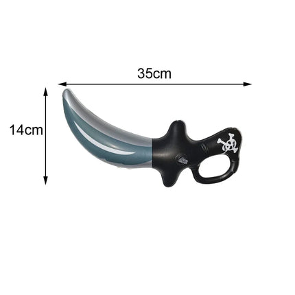 Kleines aufblasbares Piratenschwert 35x14cm, grau-silberne Klinge, schwarzer Totenkopfgriff, PVC