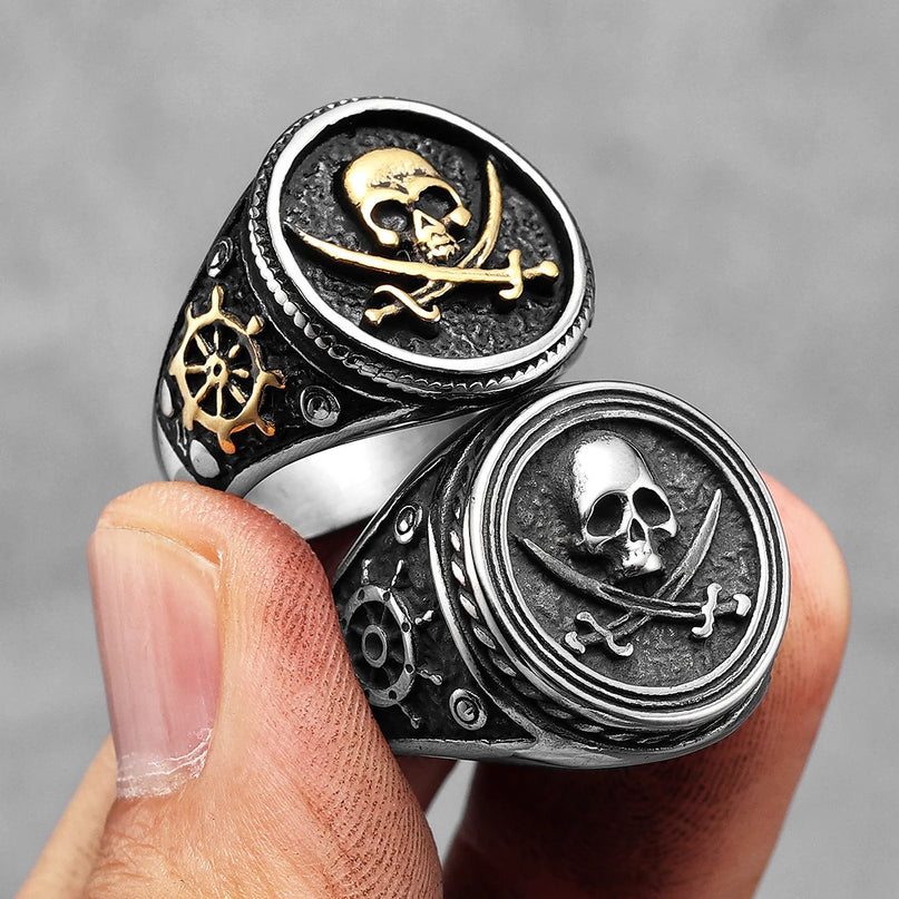 Silberner Totenkopf-Piratenring