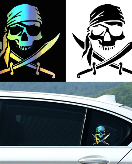Holografischer Totenkopf Aufkleber verschiedene Lichtwinkel