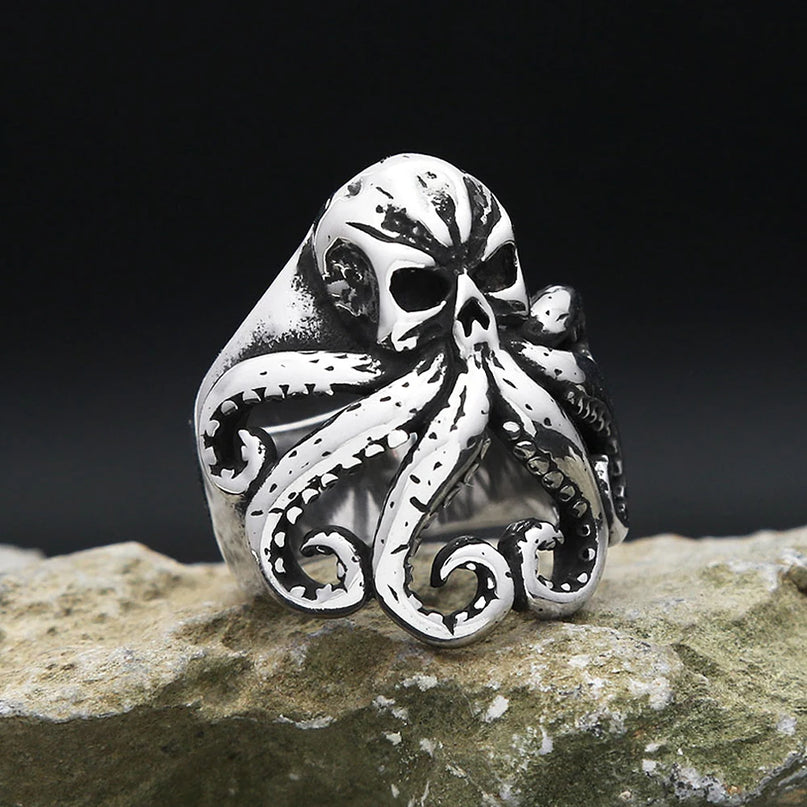 Totenkopf-Oktopus Ring im Piratenstil