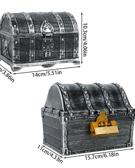 Piratentruhe Gold Kunststoff Seitenansicht Nieten