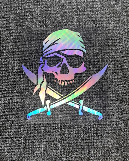 Totenkopf Aufkleber Holographisch Piraten Saebel Regenbogen