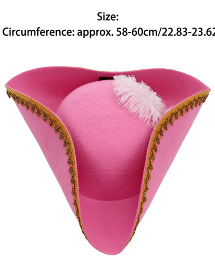 Piratenhut Feder Pink Gold Dreispitz mit Straussenfeder