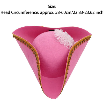 Piratenhut Feder Pink Gold Dreispitz mit Straussenfeder