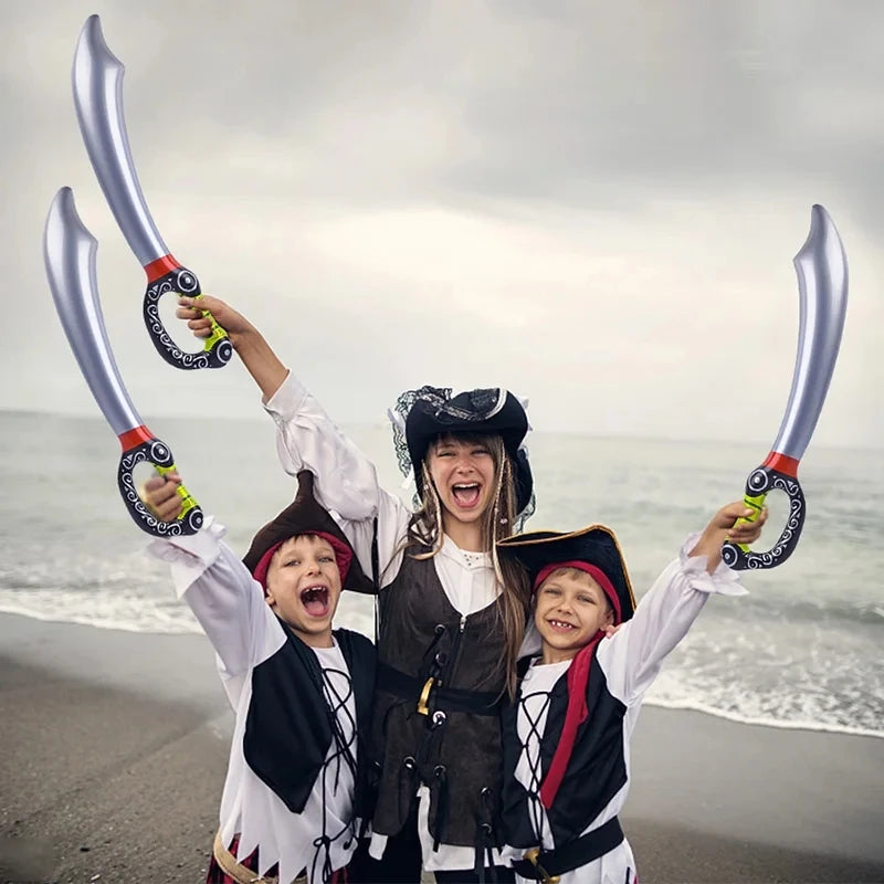 4 aufblasbare Piratensäbel mit Deko-Griff