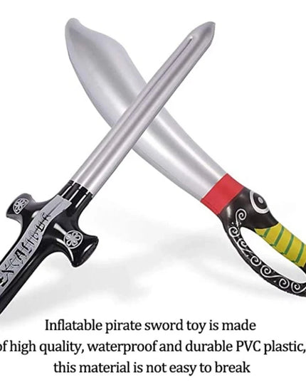 2 silberne aufblasbare Piratensäbel 68cm