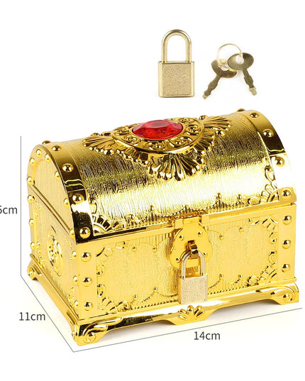 Piratentruhe Gold mit Schloss und Schluessel