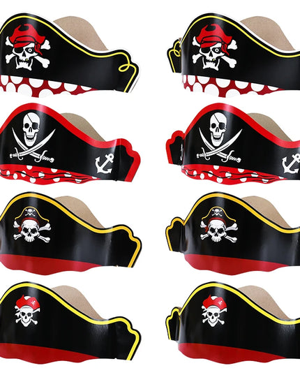 Papier Piratenhut schwarz gold Einzelansicht aufgestellt