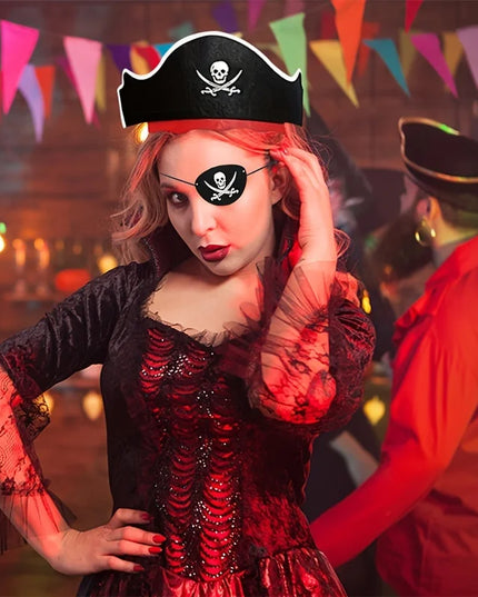 Piratenhut Filz schwarz einzelner Hut Vorderansicht