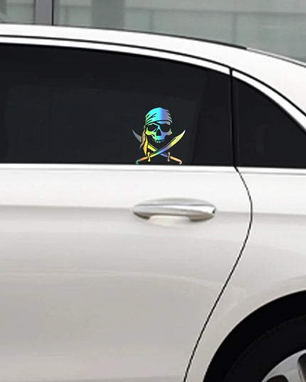 Jolly Roger Aufkleber schwarz Konturschnitt Detail