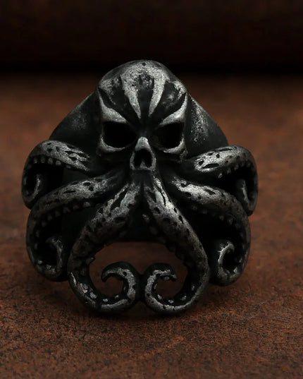 Silberner Skull Ring mit Krakenarmen