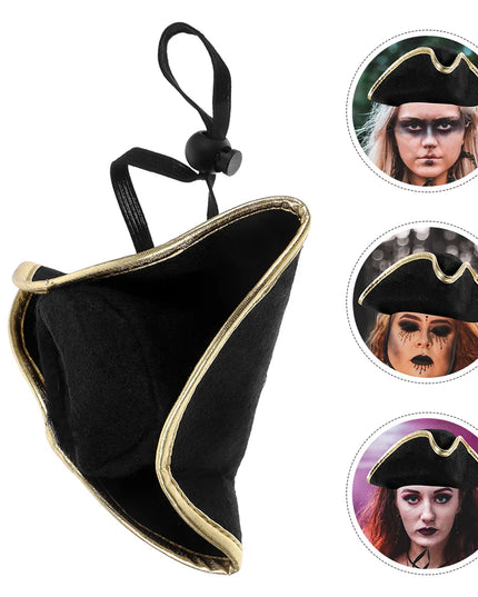 Piratenhut Haarreif Set komplett schwarz gold