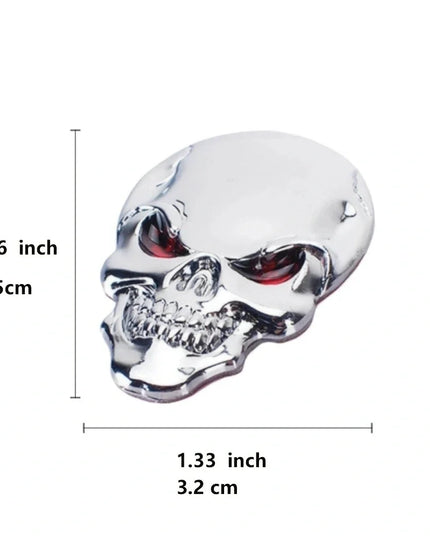 3D Totenkopf Aufkleber matt schwarz Groessenvergleich
