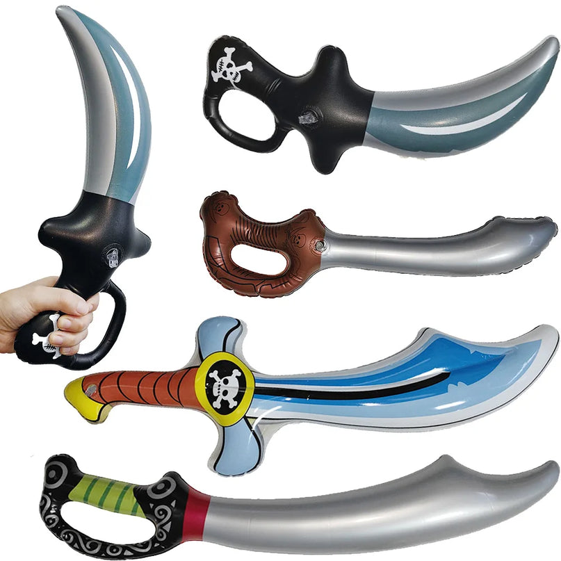 4 blaue Piratensäbel mit Totenkopf - Party
