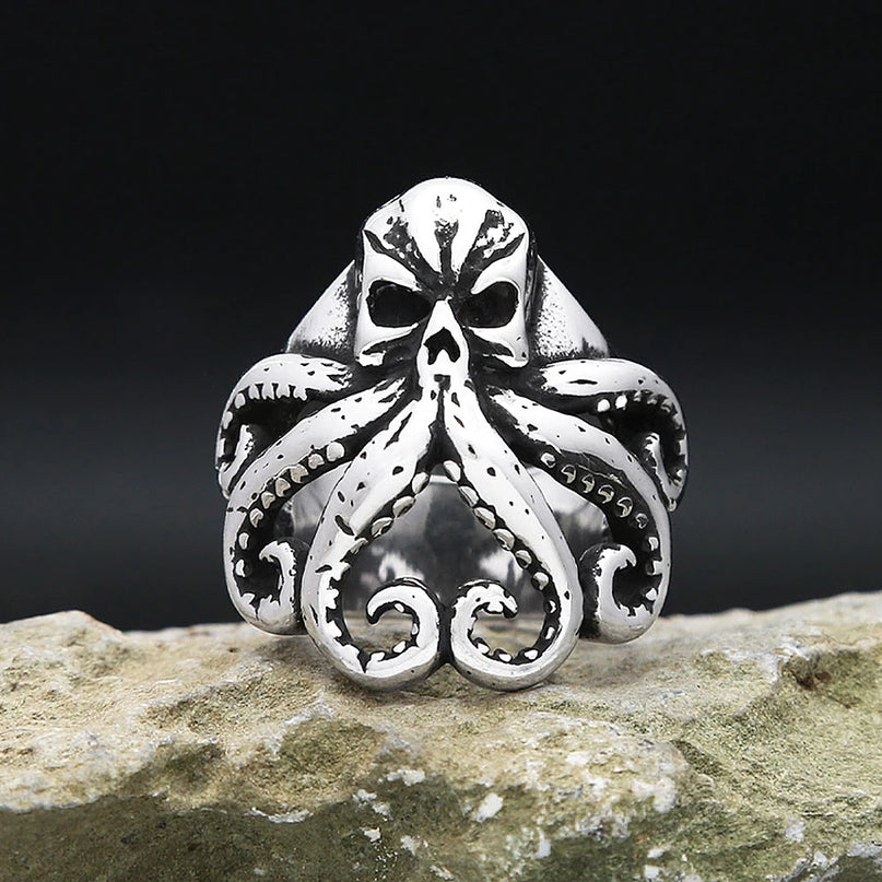 Totenkopf-Oktopus Ring im Piratenstil