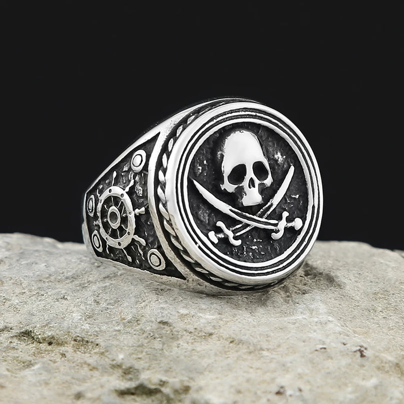 Jolly-Roger Siegelring mit Steuerrad