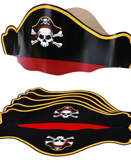 Piratenhut Set Kinder 5 Stueck Papier schwarz gold Totenkopf