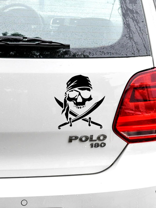 Piraten Aufkleber PVC vier Groessen Vergleich