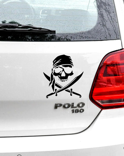 Totenkopf Aufkleber schwarz vier Groessen Uebersicht