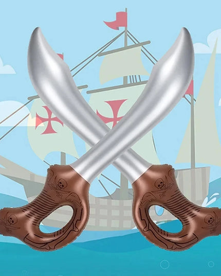 4 aufblasbare Piratensäbel mit Deko-Griff