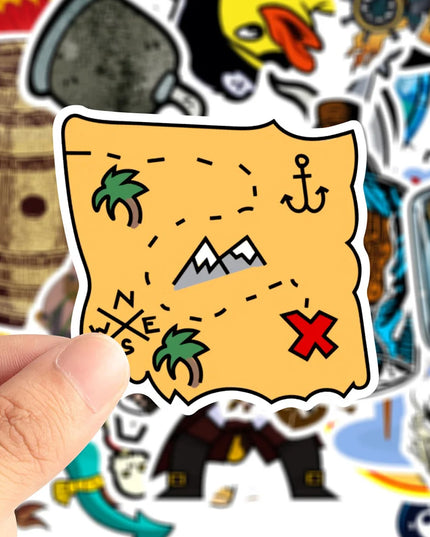 Bunte Piraten Cartoon Aufkleber auf Laptop Anwendung