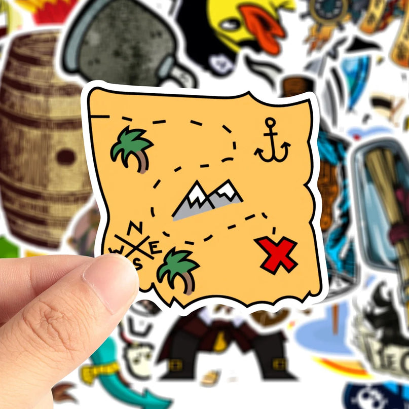Bunte Piraten Cartoon Aufkleber auf Laptop Anwendung