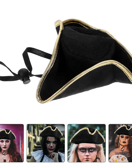 Mini Piratenhut Haarreif Seitenansicht schwarz gold