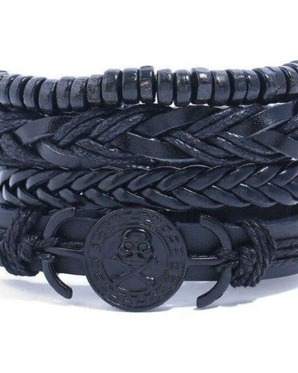 Piratenarmband - dunkler Schädel (Leder)